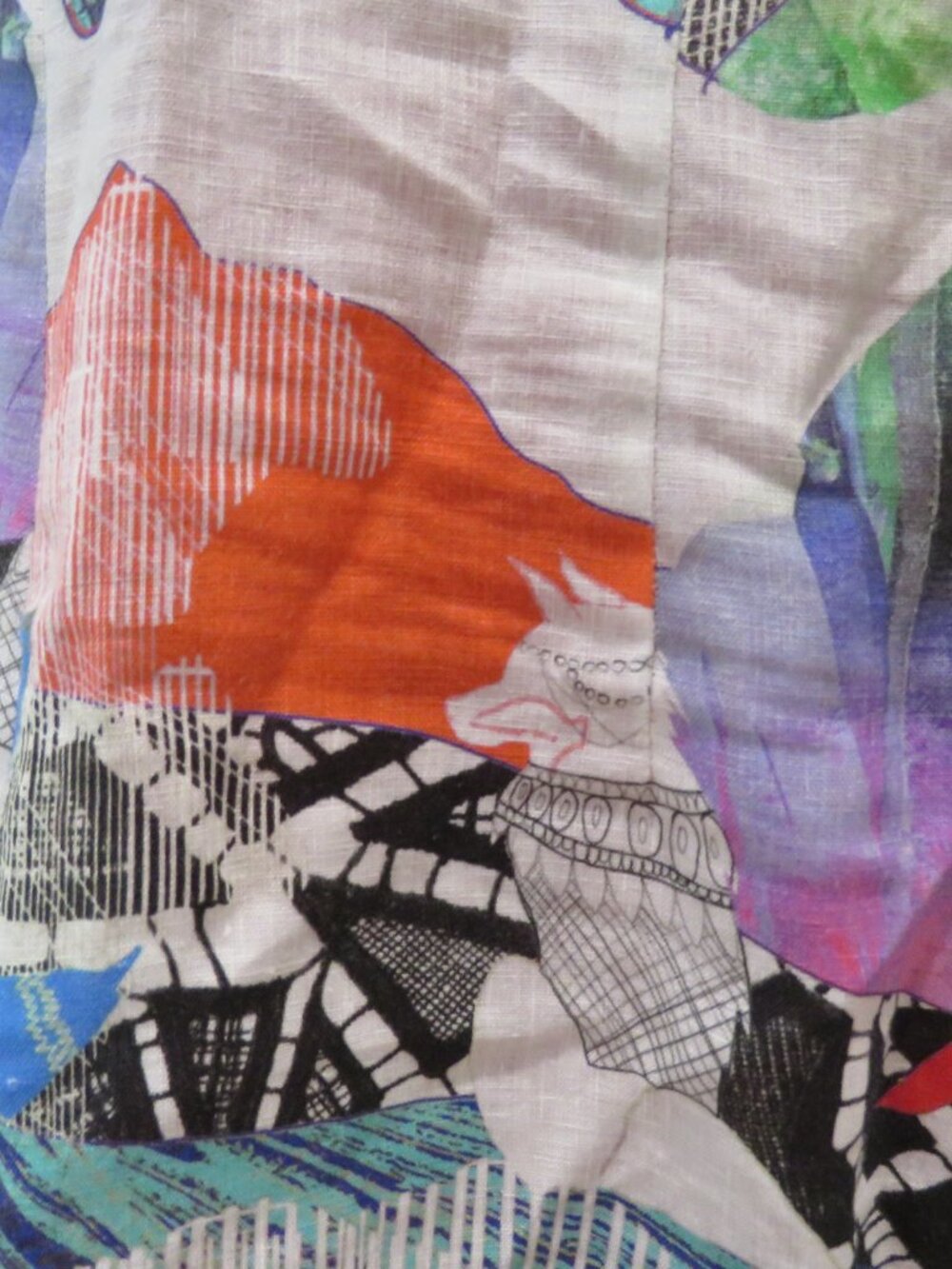 SAVE THE QUEEN 100% Linen Abstract Artsy Dress XL Quirky Lagenlook Avant Garde - Picture 12 of 16